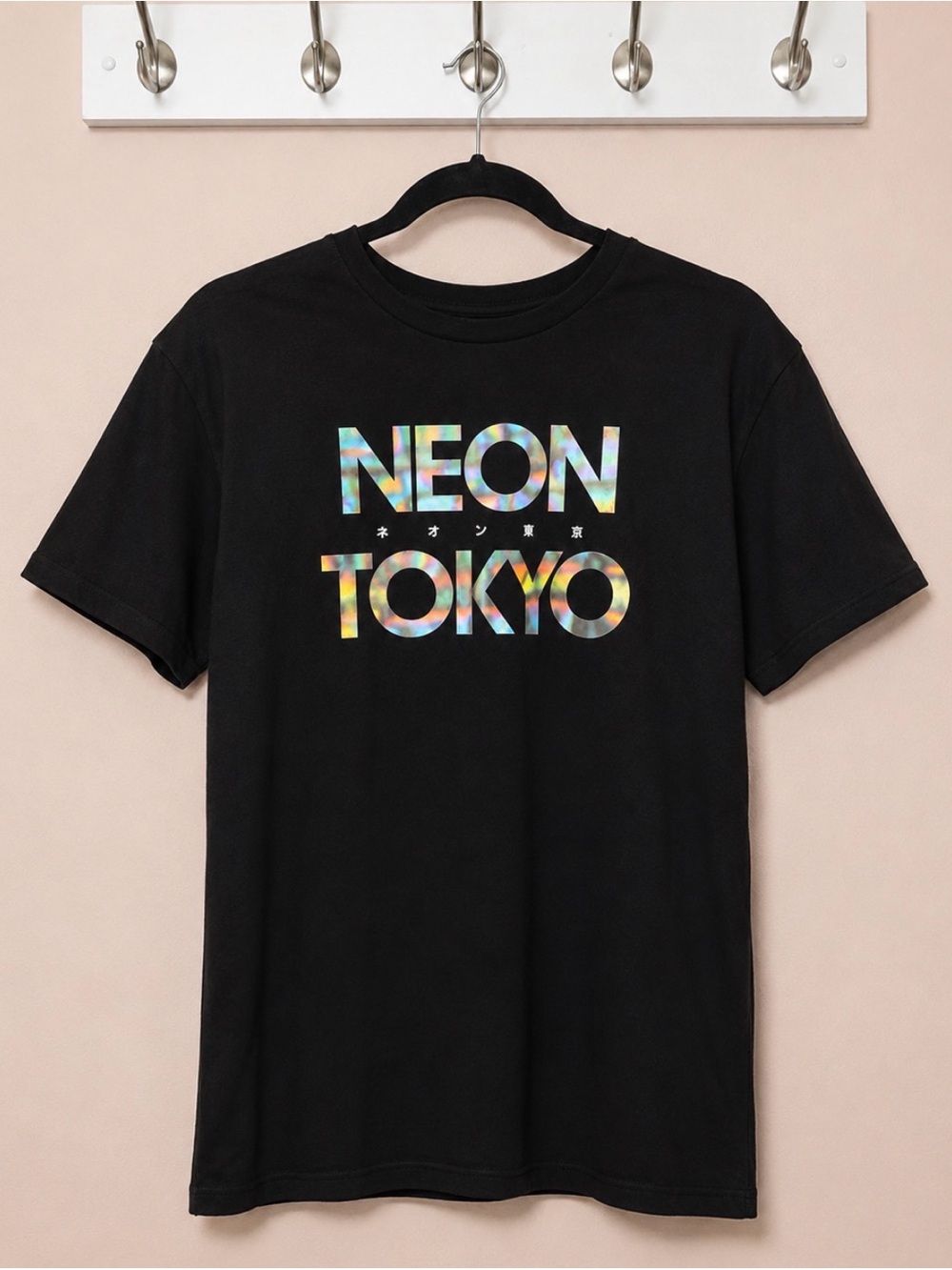 ASICS Tiger Neon Tokyo Holographic Graphic T-Shirt Black XL